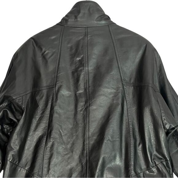 Vintage Wilsons Black Leather Jacket Size Large Thinsulate Lined Chore Overcoat - Picture 5 of 11